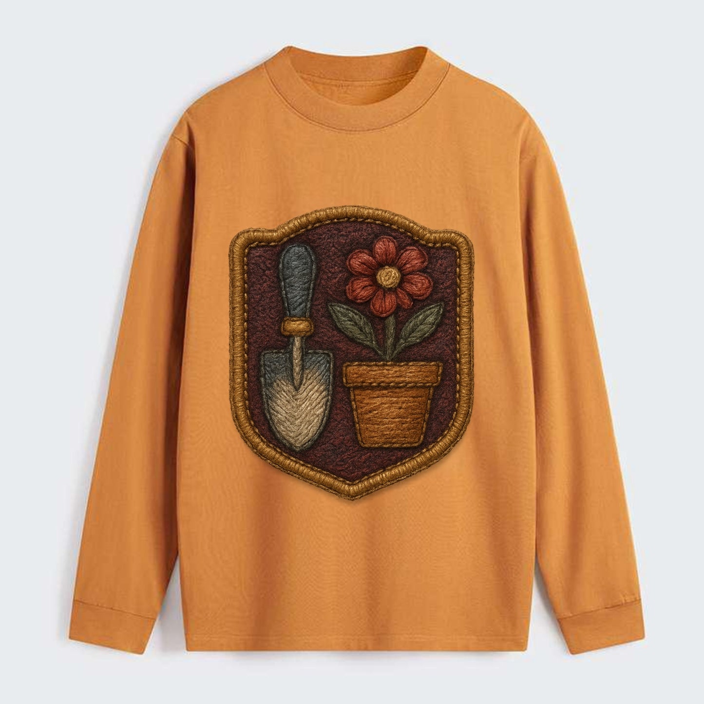 Garden trowel with flower pot - gardener badge - Classic Long Sleeve Shirt - Orange