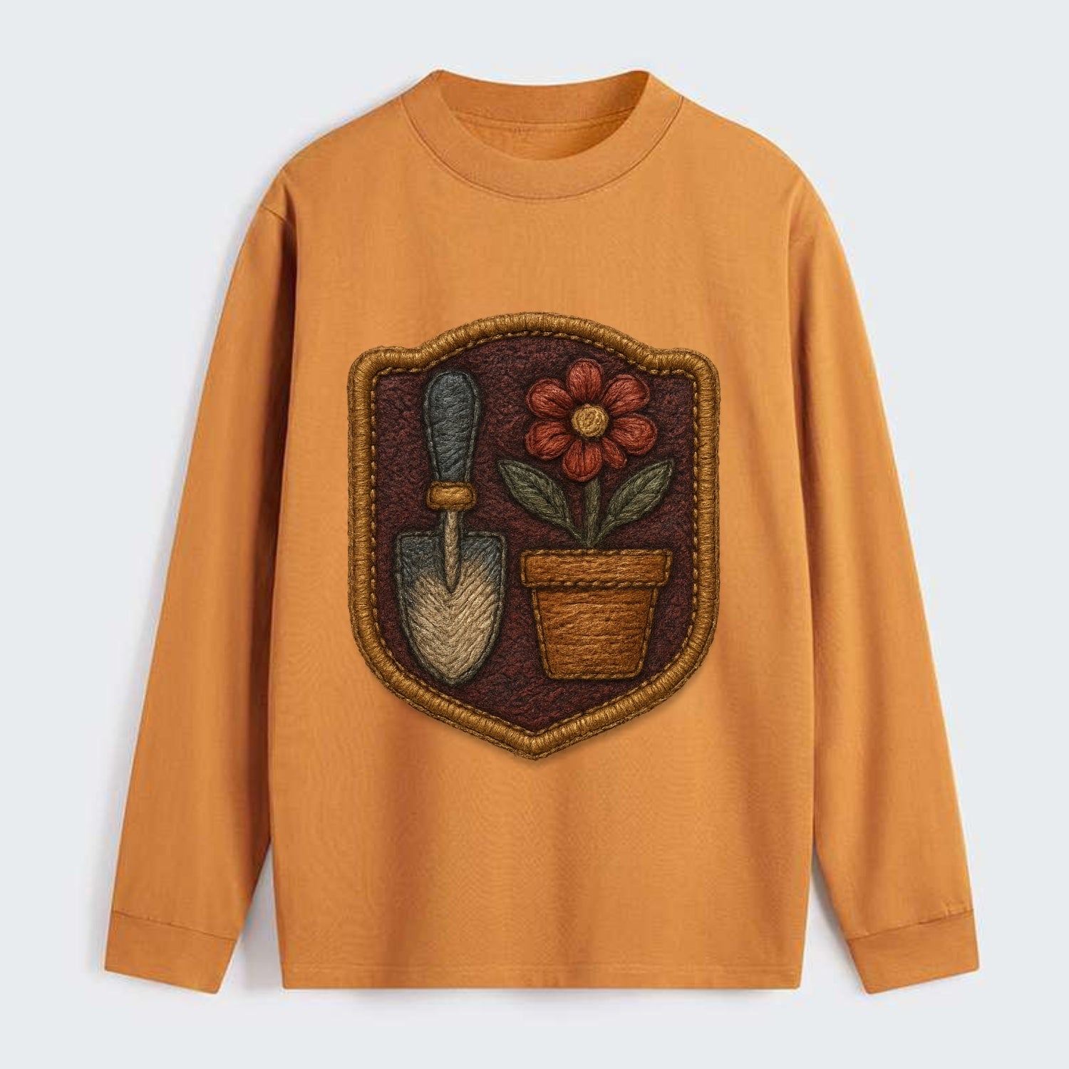 Garden trowel with flower pot - gardener badge - Classic Long Sleeve Shirt - Orange