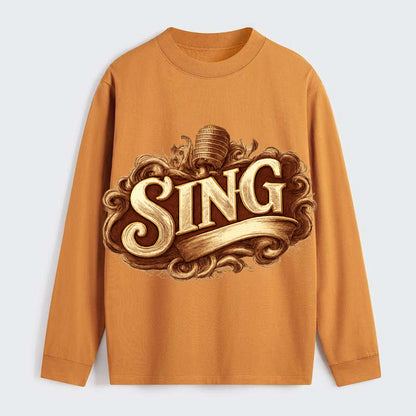 Bold typography design - "SING" - vocal expression, musical soul - Classic Long Sleeve Shirt - Orange