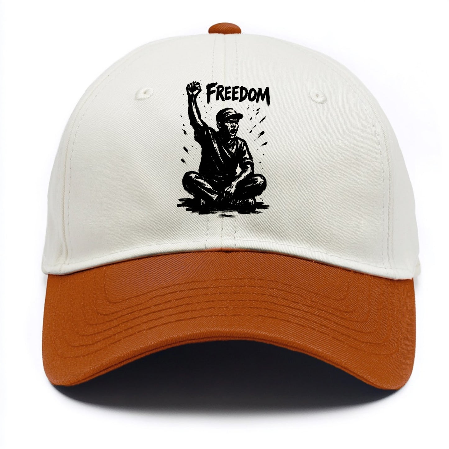 Sit-in protest figure - civil disobedience ink art - Two Tone Cap - Orange