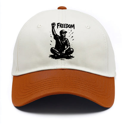 Sit-in protest figure - civil disobedience ink art - Two Tone Cap - Orange