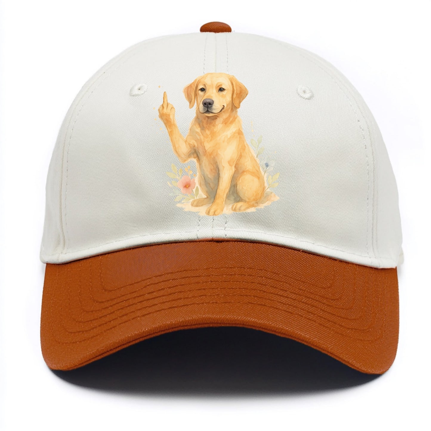 Labrador Retriever yellow sitting pretty, friendly face, strong paw up with sass - Two Tone Cap - Orange