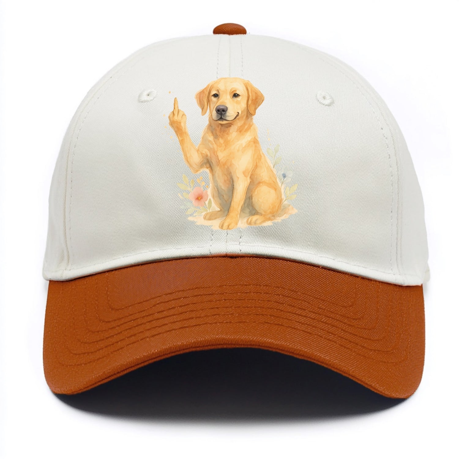 Labrador Retriever yellow sitting pretty, friendly face, strong paw up with sass - Two Tone Cap - Orange