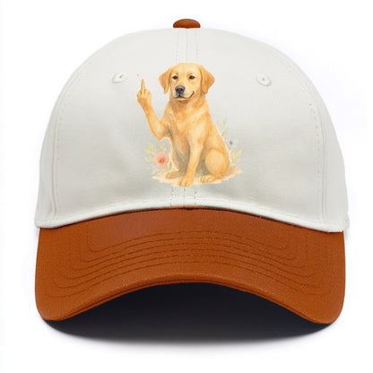 Labrador Retriever yellow sitting pretty, friendly face, strong paw up with sass - Two Tone Cap - Orange