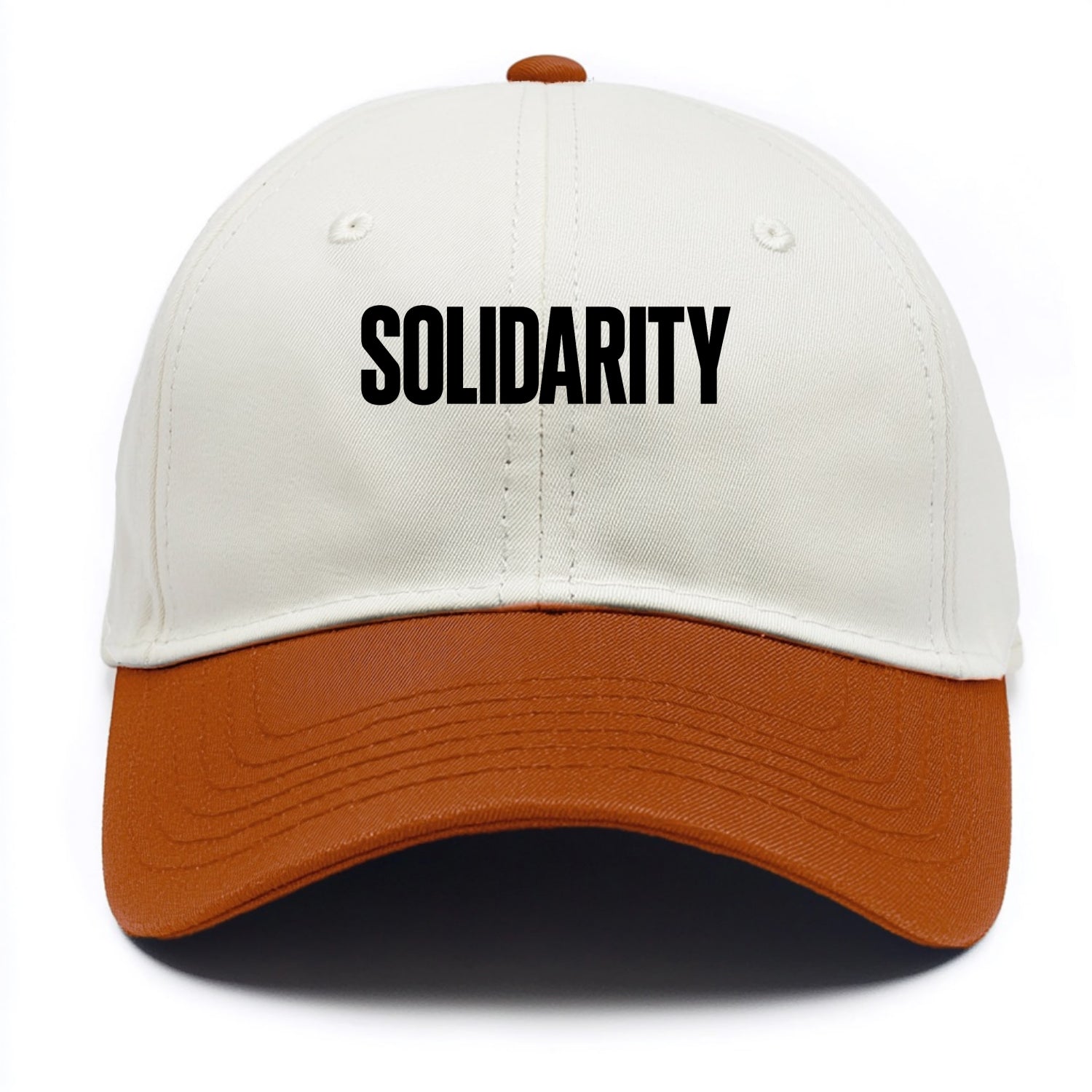 Bold typography design - "SOLIDARITY" - standing together, support - Two Tone Cap - Orange
