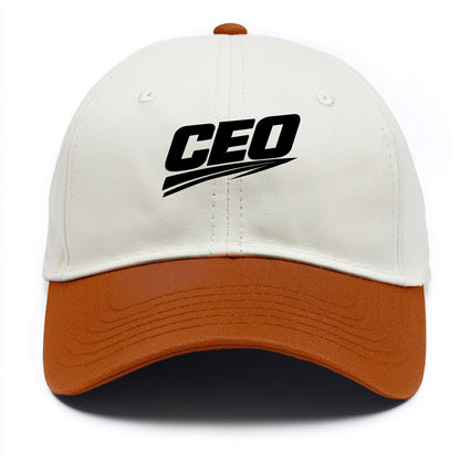 Bold typography design - "CEO" - chief executive, running things - Two Tone Cap - Orange