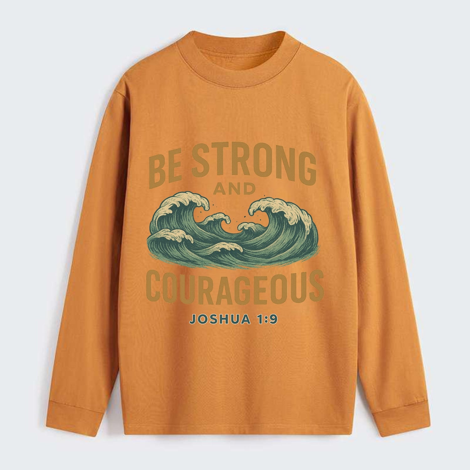 Joshua 1:9 Ocean - Classic Long Sleeve Shirt - Orange