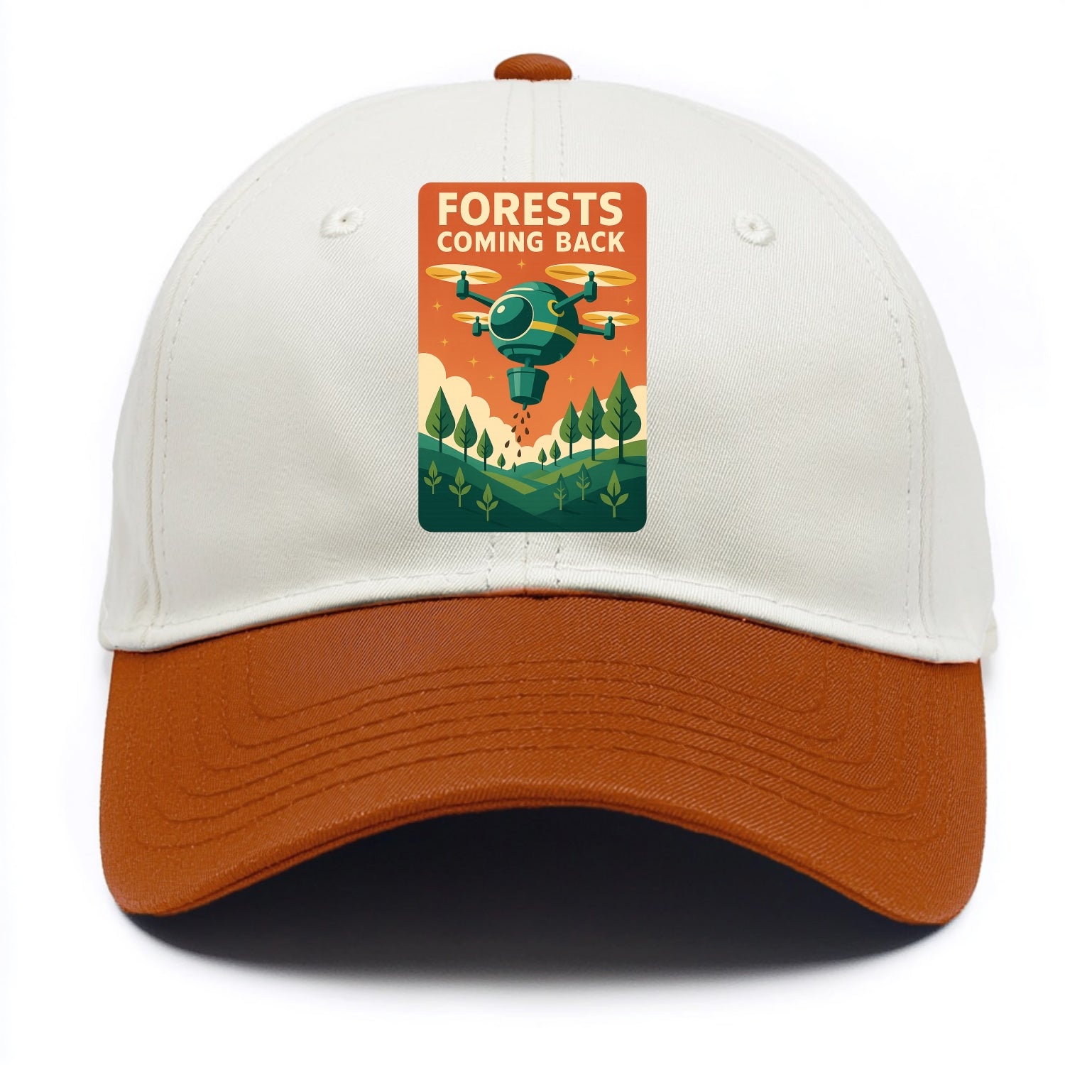 Reforestation drone planting millions of trees - "Forests Coming Back" - nature - Two Tone Cap - Orange