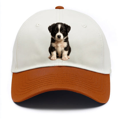 Baby Border Collie Puppy - black and white, intense smart eyes, athletic build, - Two Tone Cap - Orange