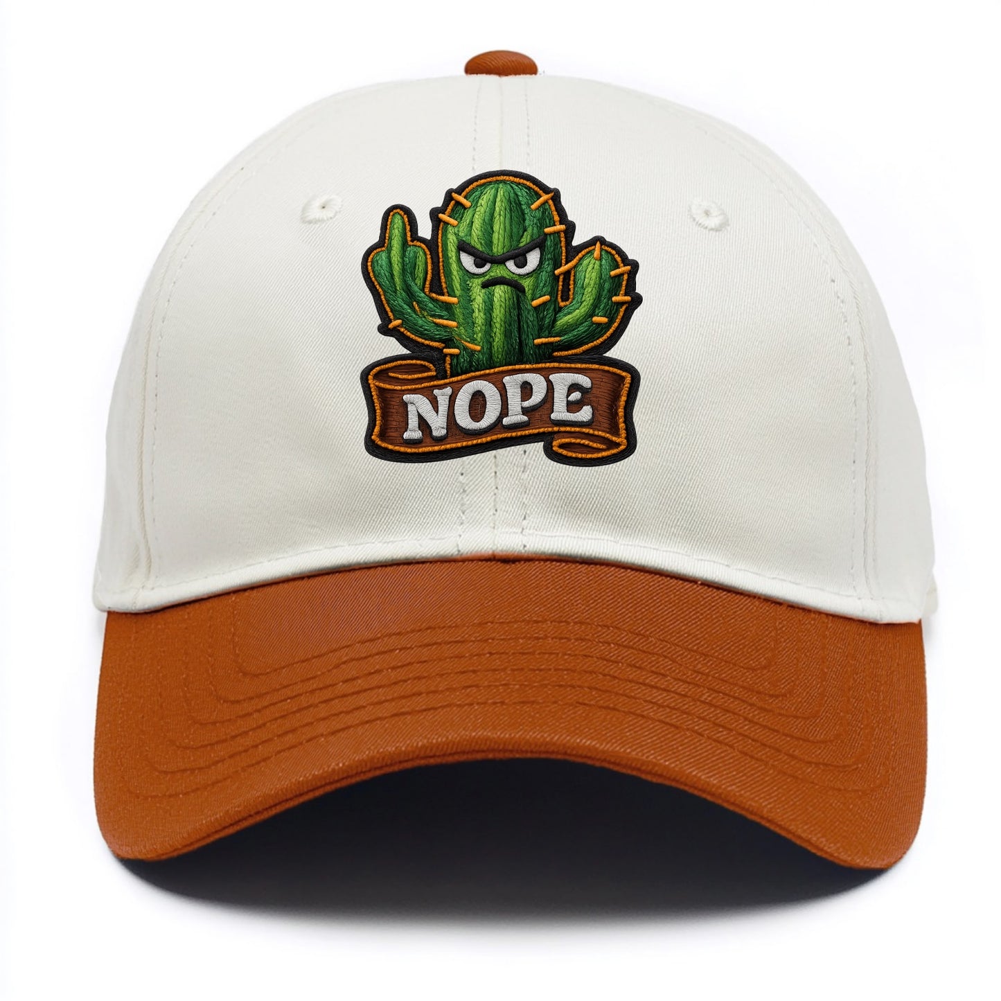 NOPE CACTUS - cactus with attitude in green , prickly personality - Two Tone Cap - Orange