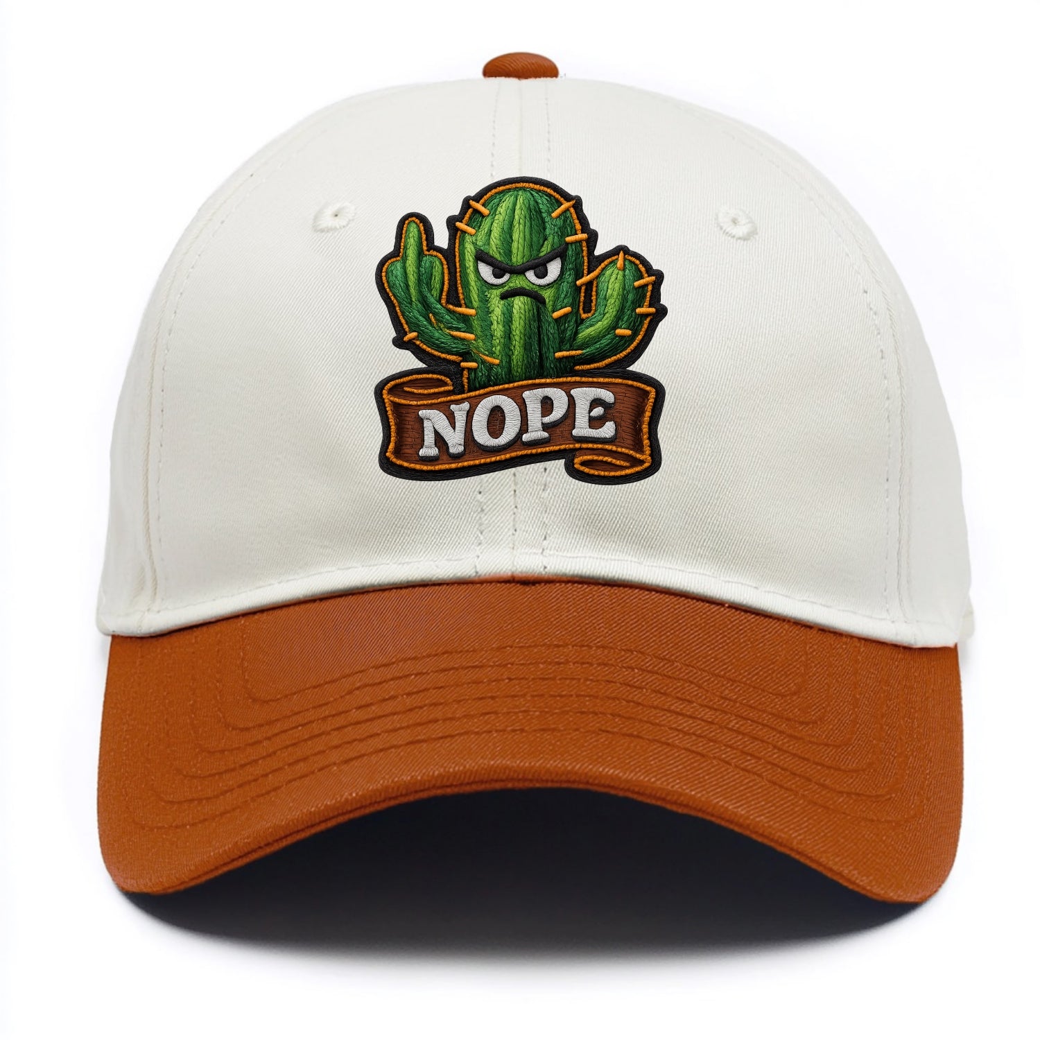 NOPE CACTUS - cactus with attitude in green , prickly personality - Two Tone Cap - Orange