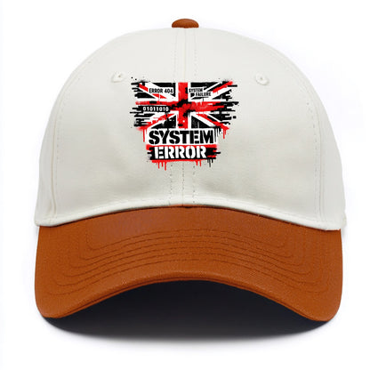 SYSTEM ERROR | Glitch Union Jack pattern | Digital corruption effect | Error code - Two Tone Cap - Orange