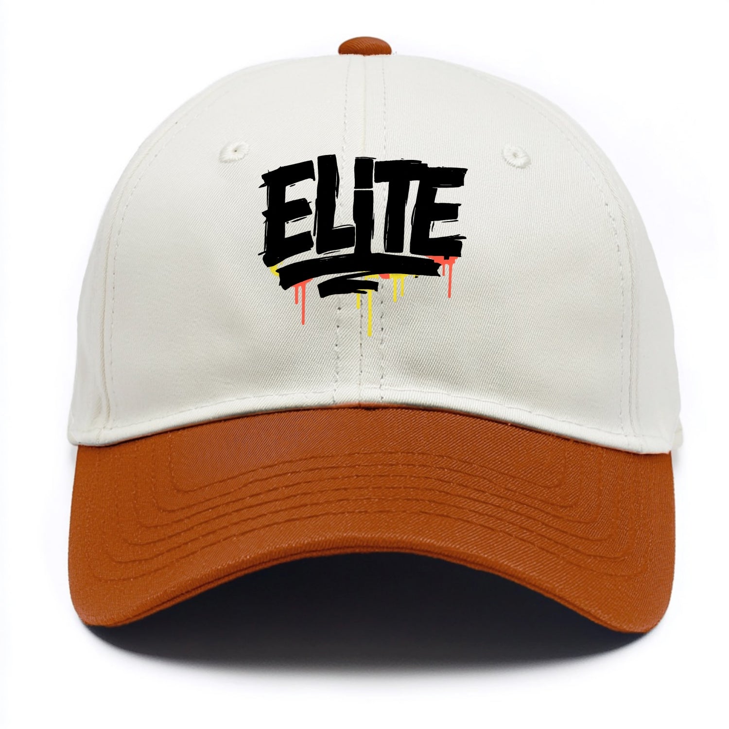Bold typography design - "ELITE" - top tier, highest level - Two Tone Cap - Orange