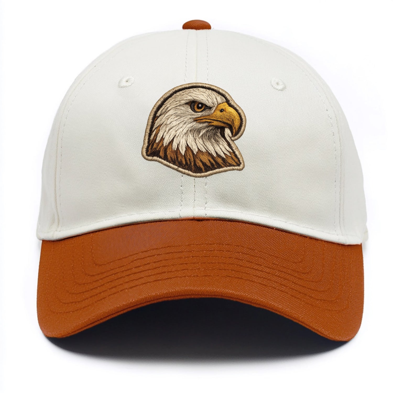 EAGLE HEAD PROFILE - majestic bald eagle in brown, white and gold , American pride - Two Tone Cap - Orange
