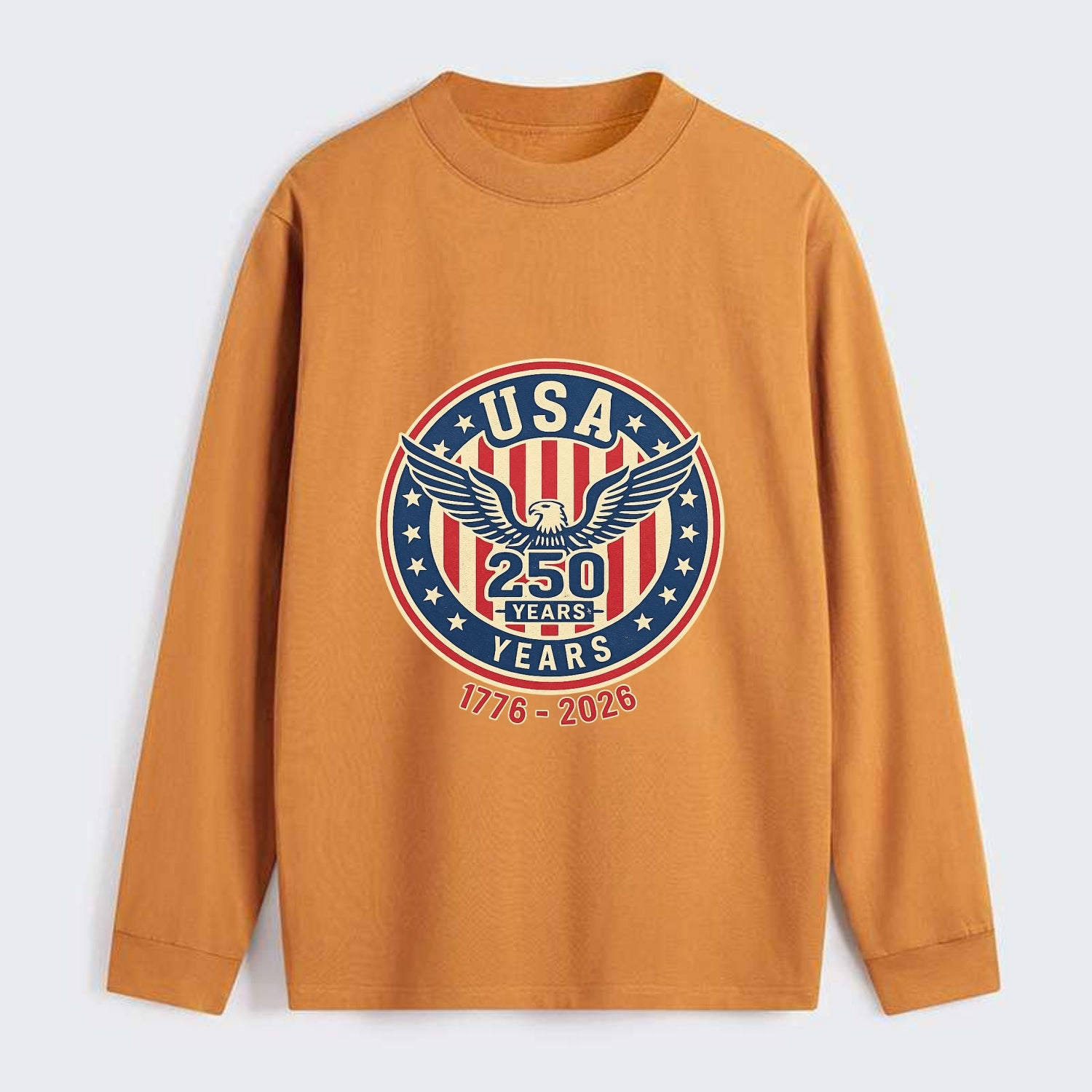 Usa 250 Years Eagle Seal - Classic Long Sleeve Shirt - Orange