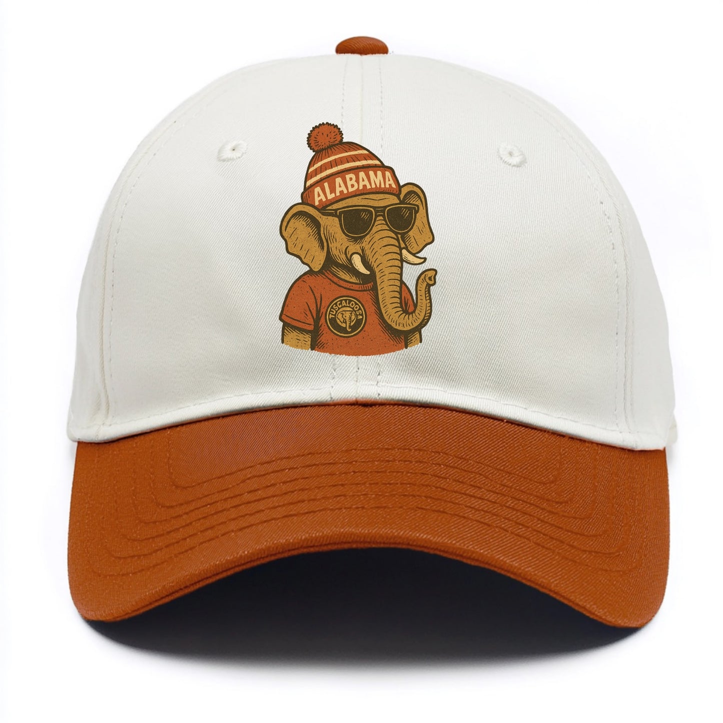 Tuscaloosa Crimson Elephant wearing Alab - Two Tone Cap - Orange