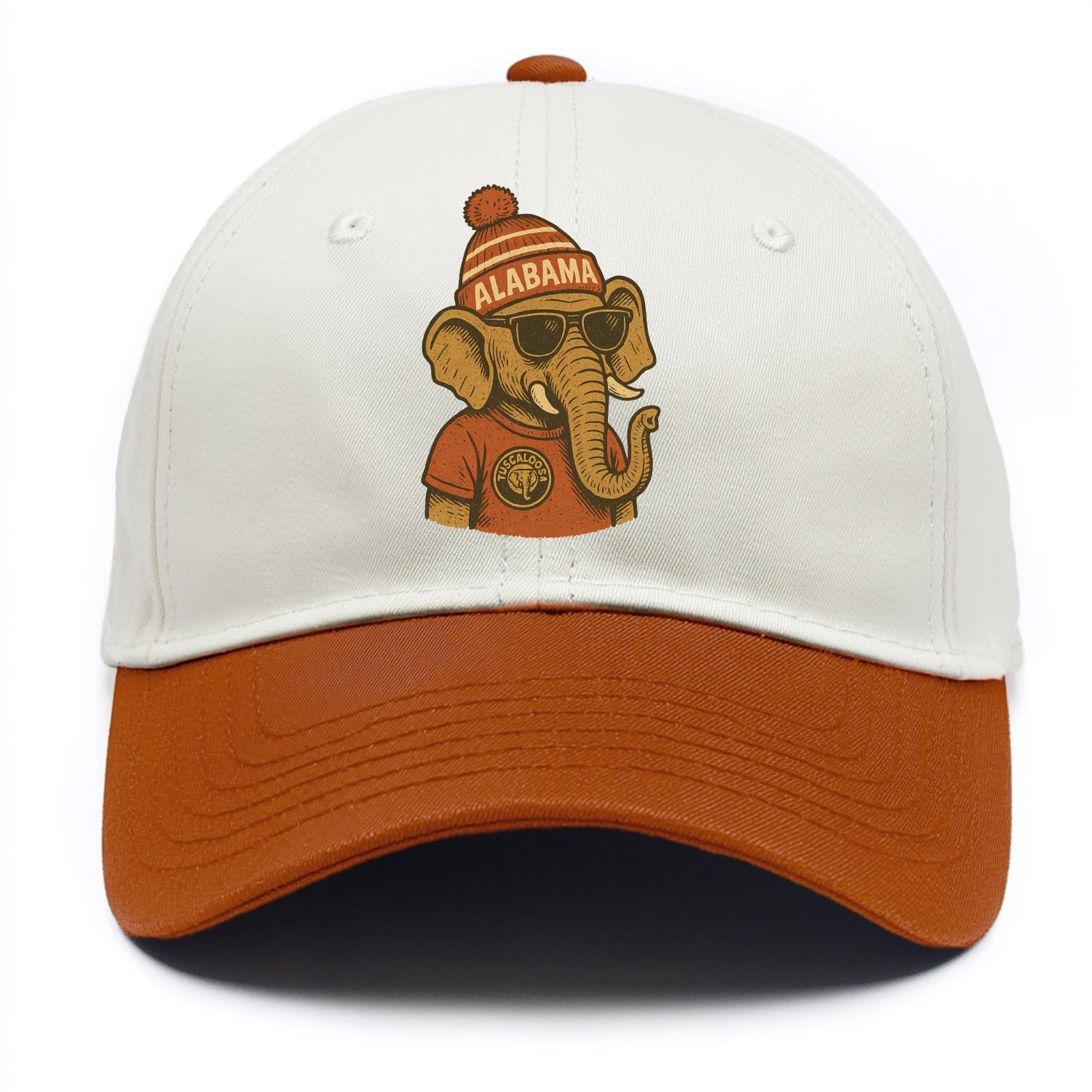 Tuscaloosa Crimson Elephant wearing Alab - Two Tone Cap - Orange