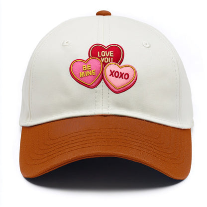 VALENTINES HEARTS - candy hearts in pink and red , love day - Two Tone Cap - Orange