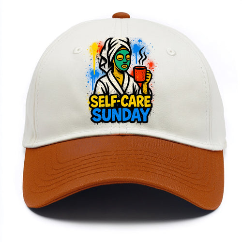 Person in bathrobe with face mask and tea - self-care Sunday ritual, wellness - Two Tone Cap