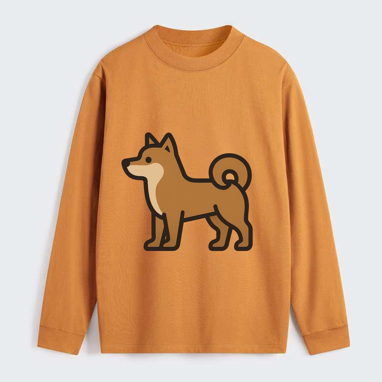 Shiba Inu - Red sesame flat side profile - Classic Long Sleeve Shirt - Orange