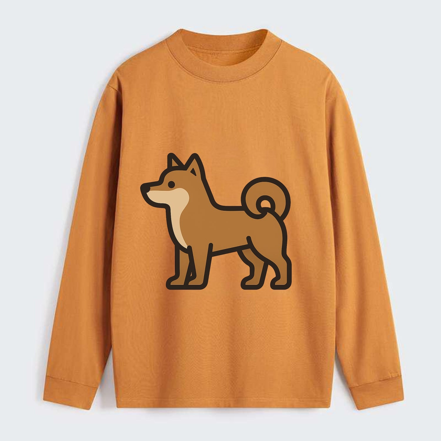 Shiba Inu - Red sesame flat side profile - Classic Long Sleeve Shirt - Orange