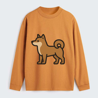 Shiba Inu - Red sesame flat side profile - Classic Long Sleeve Shirt - Orange