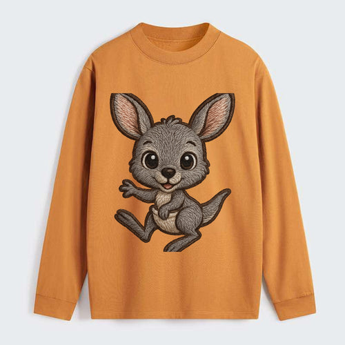 Baby Kangaroo Joey - gray fur, large ears, in pouch peek, bright eyes, - Classic Long Sleeve Shirt