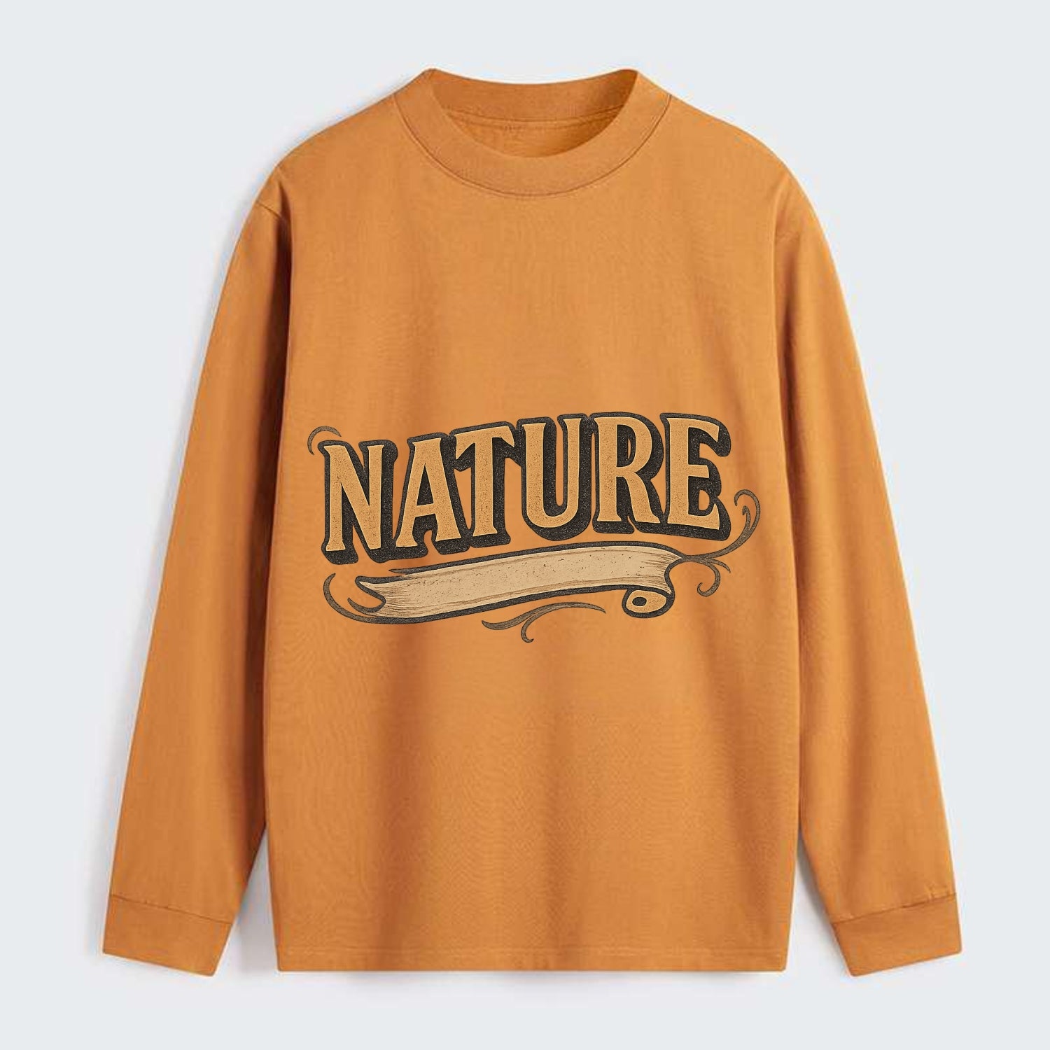Bold typography design - "NATURE" - natural world, organic - Classic Long Sleeve Shirt - Orange