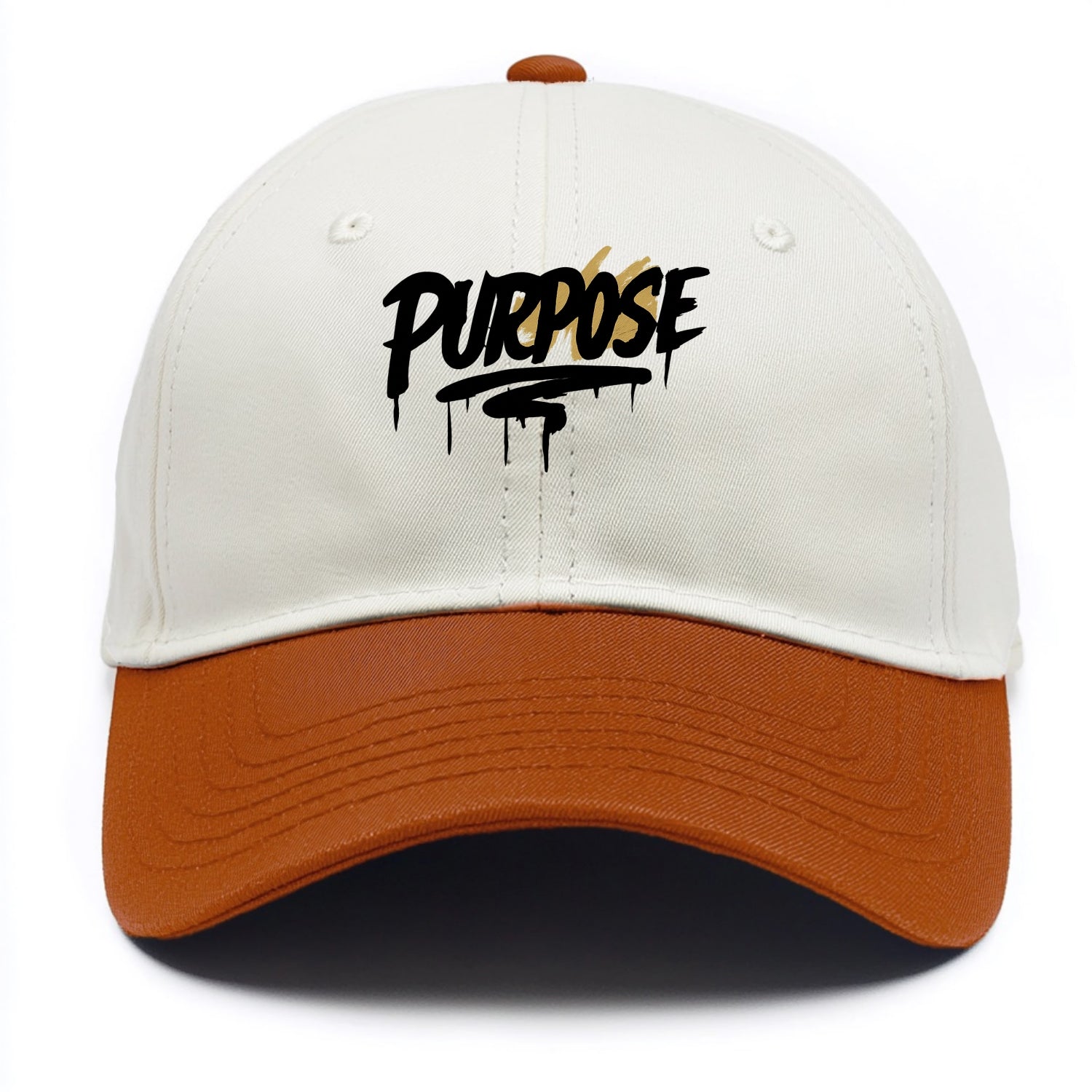 Bold typography design - "PURPOSE" - reason for being - Two Tone Cap - Orange