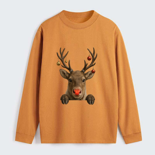 Christmas Reindeer  - Classic Long Sleeve Shirt - Orange
