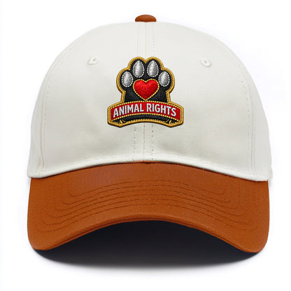ANIMAL RIGHTS - raised paw with heart in red , advocacy - Two Tone Cap - Orange