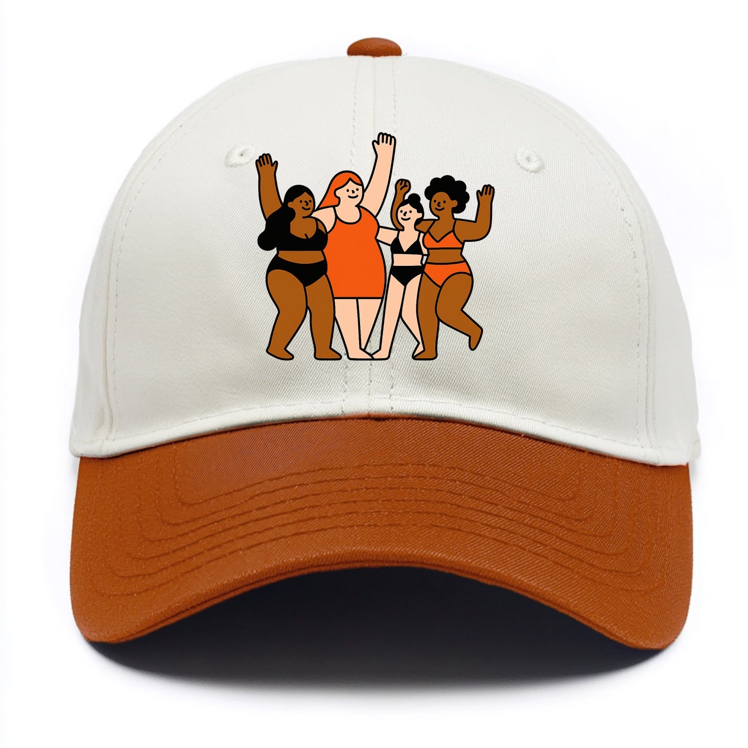 Diverse body types celebrating together - body positivity movement, all bodies are - Two Tone Cap - Orange