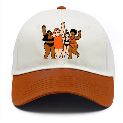 Diverse body types celebrating together - body positivity movement, all bodies are - Two Tone Cap - Orange