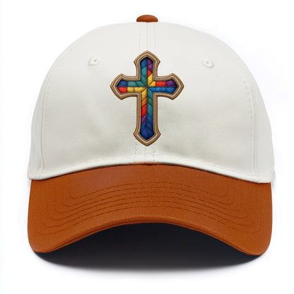 Stained Glass Cross  - Two Tone Cap - Orange