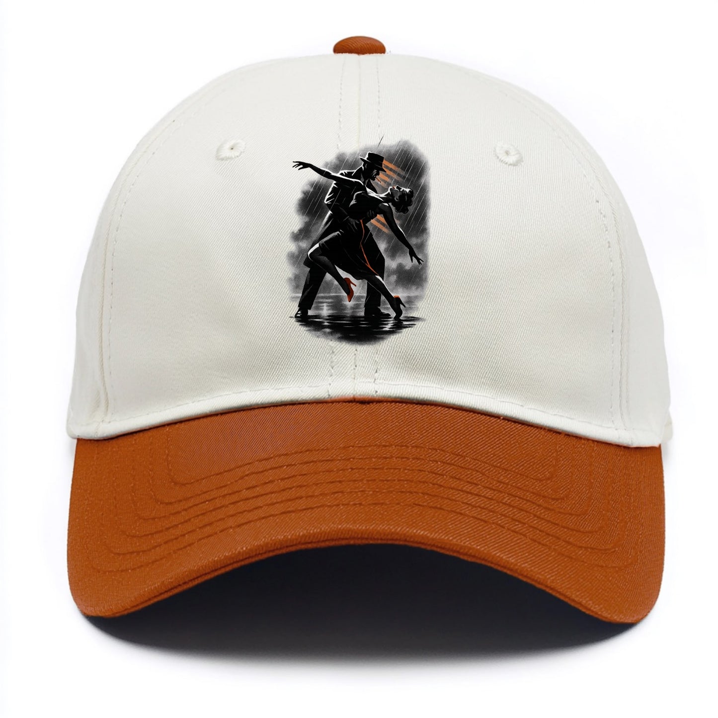 romantic dance pose with woman lifted in the air at lakeside - Two Tone Cap - Orange