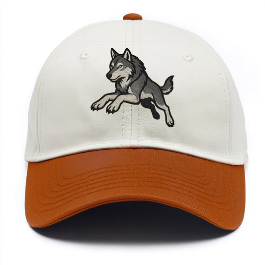 Wolf Leaping Action  - Two Tone Cap - Orange