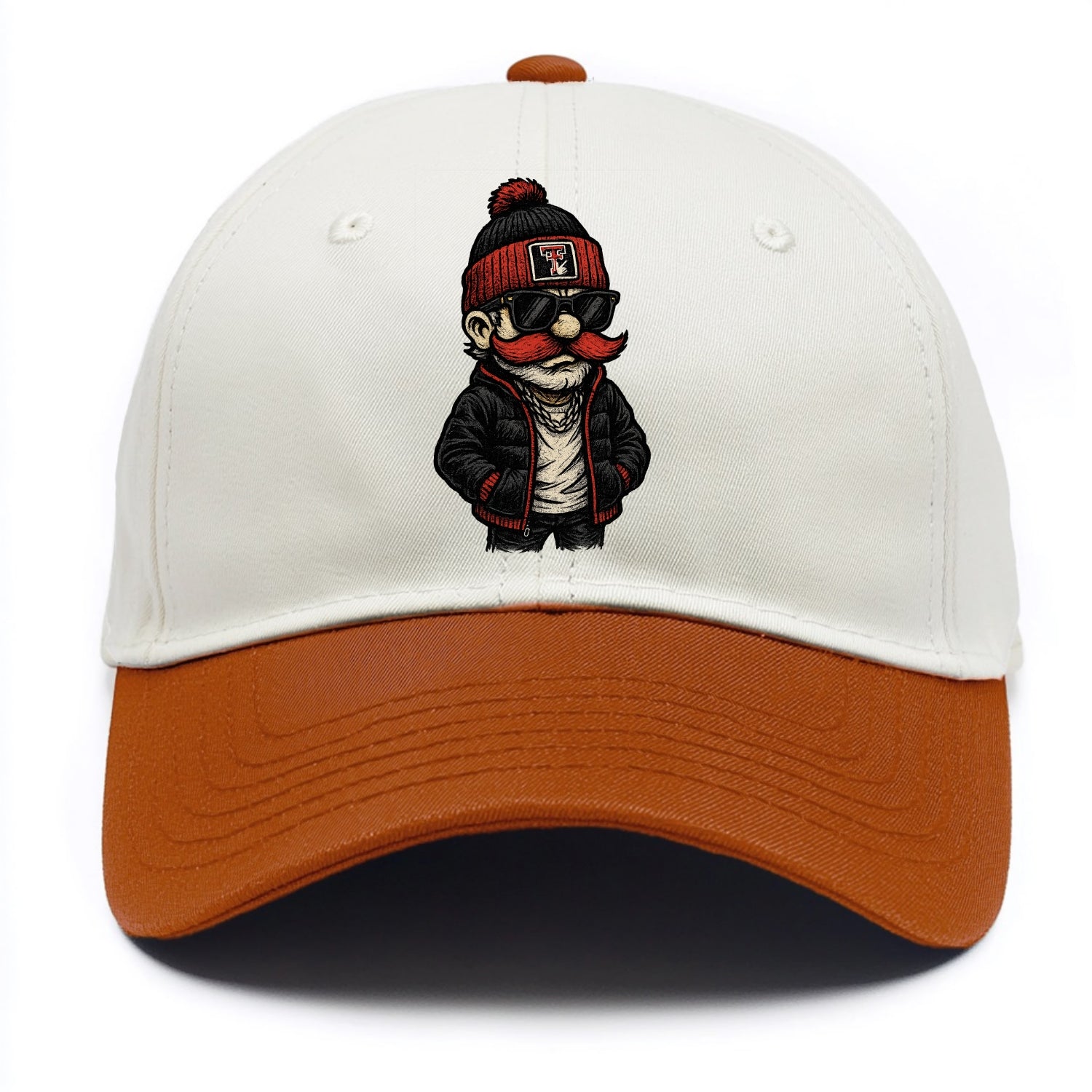 Lubbock Raider wearing Texas Tech beanie with guns up patch - Two Tone Cap - Orange