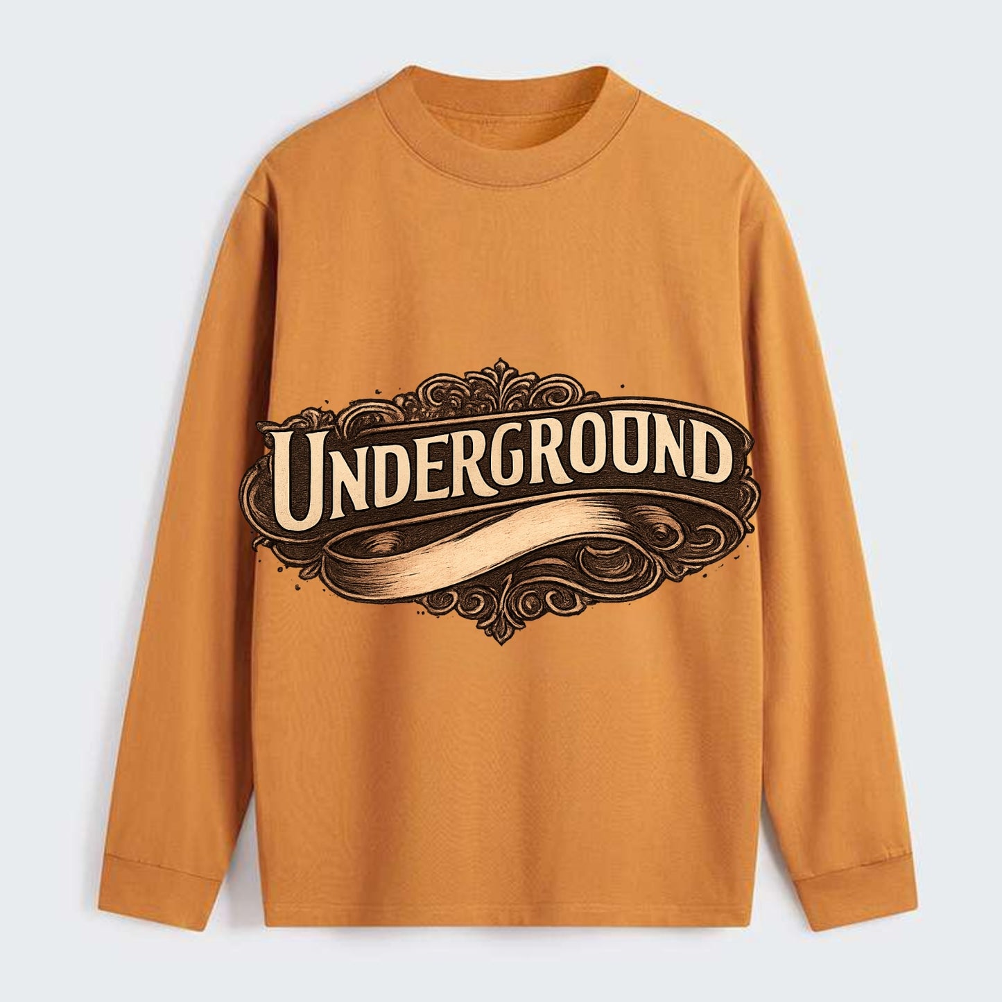 Bold typography design - "UNDERGROUND" - hidden scene, alternative - Classic Long Sleeve Shirt - Orange