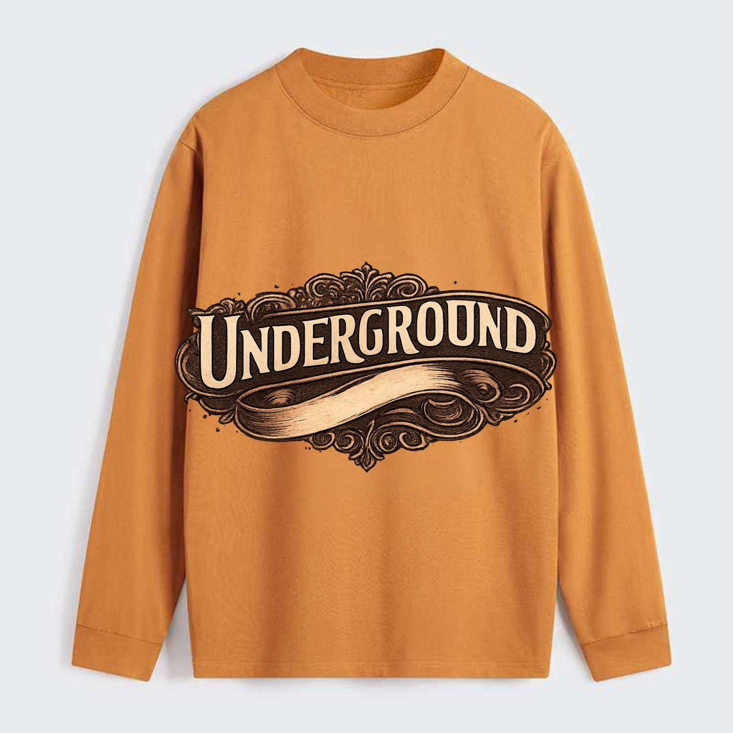 Bold typography design - "UNDERGROUND" - hidden scene, alternative - Classic Long Sleeve Shirt - Orange