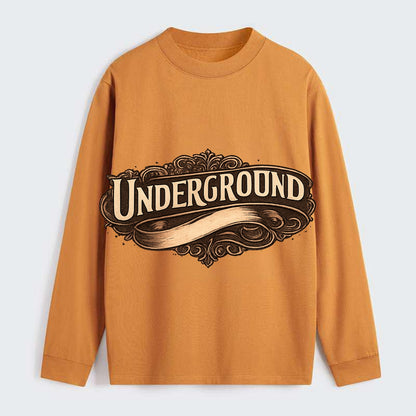 Bold typography design - "UNDERGROUND" - hidden scene, alternative - Classic Long Sleeve Shirt - Orange