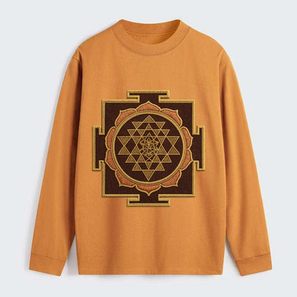 Sri Yantra  - Classic Long Sleeve Shirt - Orange