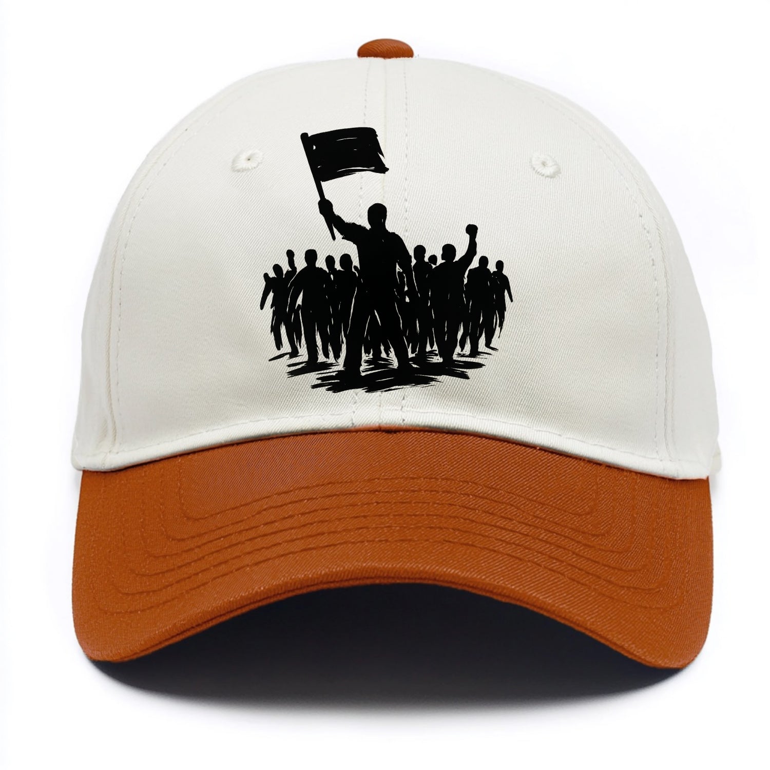 Crowd of protesters marching - solidarity movement ink painting - Two Tone Cap - Orange