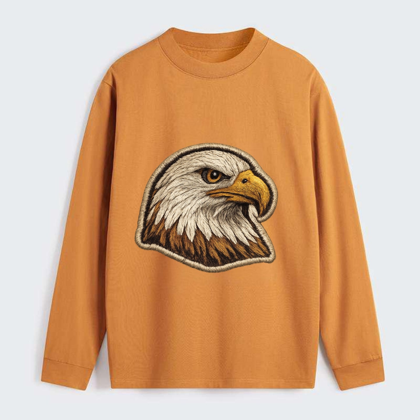 EAGLE HEAD PROFILE - majestic bald eagle in brown, white and gold , - Classic Long Sleeve Shirt - Orange