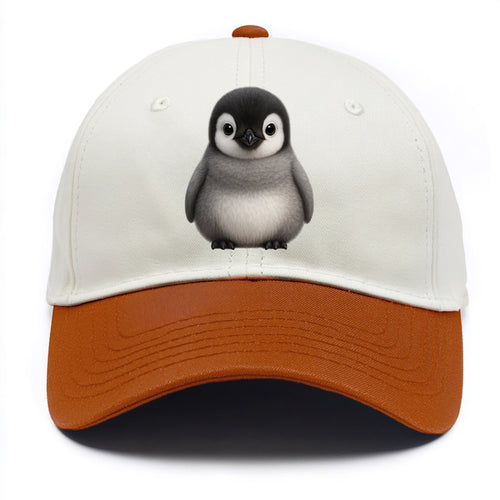 Baby Adelie Penguin - black and white, round body, curious eyes, front-facing, - Two Tone Cap