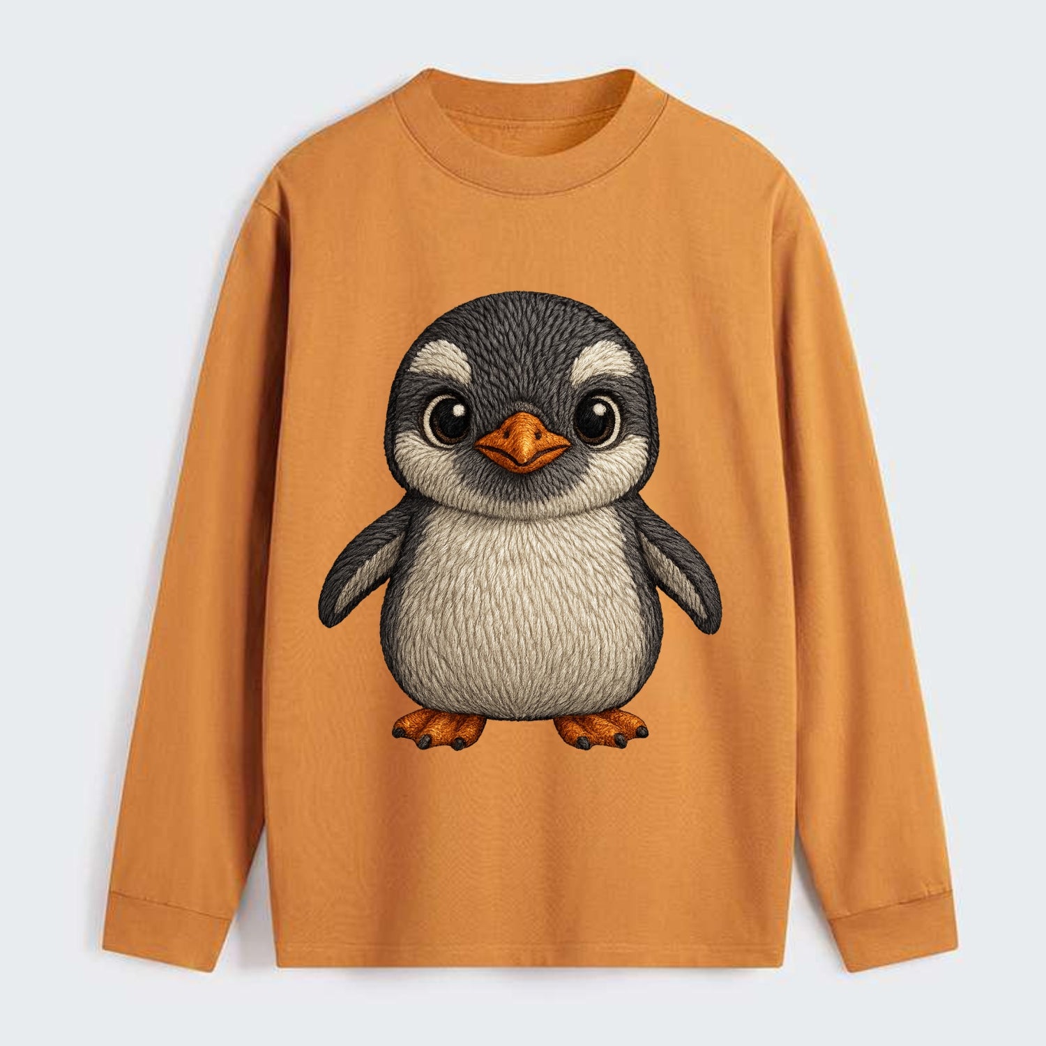 Baby Gentoo Penguin - orange beak, white cap, bright eyes, - Classic Long Sleeve Shirt - Orange
