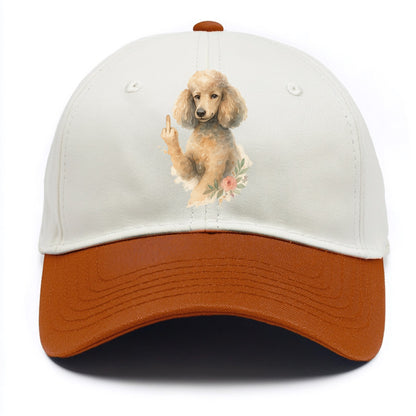 Standard Poodle with curly styled coat, intelligent face, fancy paw giving finger - Two Tone Cap - Orange
