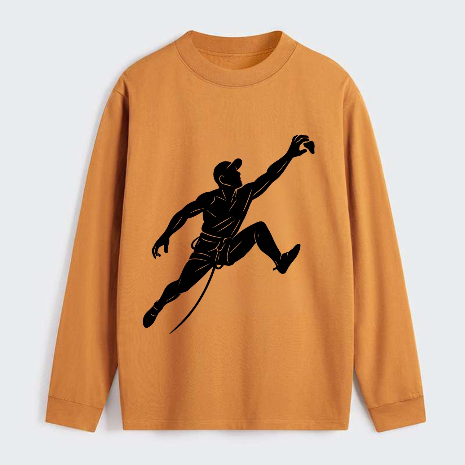 Rock wall climber reaching hold - Classic Long Sleeve Shirt - Orange