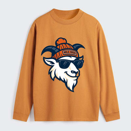 Denver Mountain Goat wearing Broncos beanie with Mile High patch and - Classic Long Sleeve Shirt - Orange
