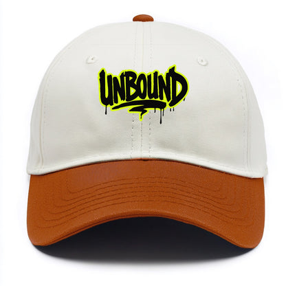 Bold typography design - "UNBOUND" - without limits, free from constraints - Two Tone Cap - Orange
