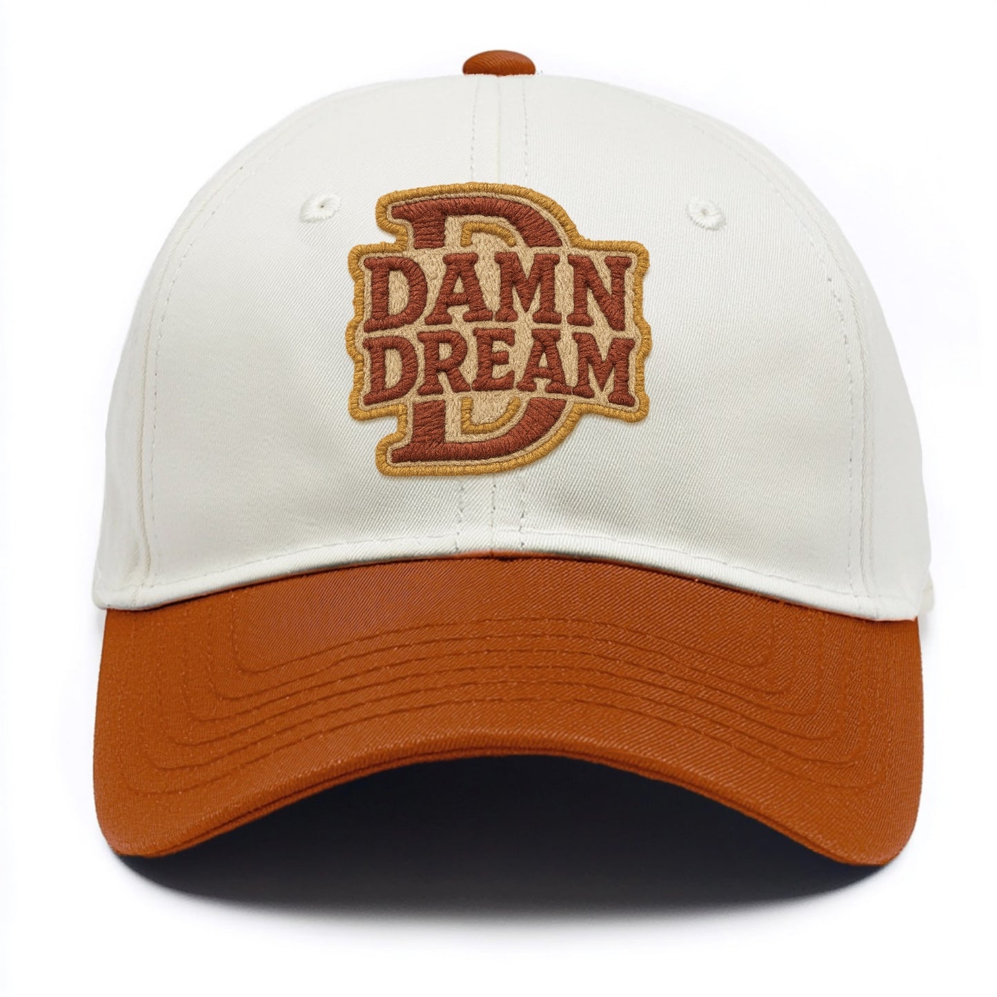 DAMN;DREAM BIG Motivational White Cap - Two Tone Cap - Orange
